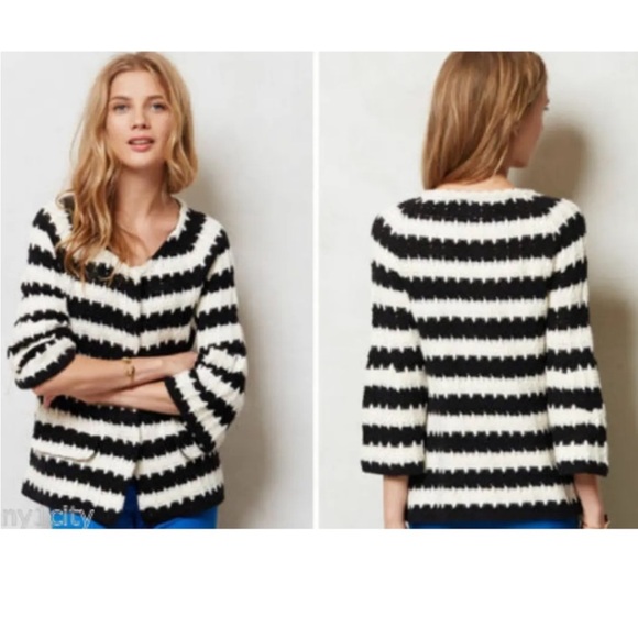 Anthropologie HWR Monogram Wool & Angora
Blend Knit Cardigan Sweater - Picture 2 of 15